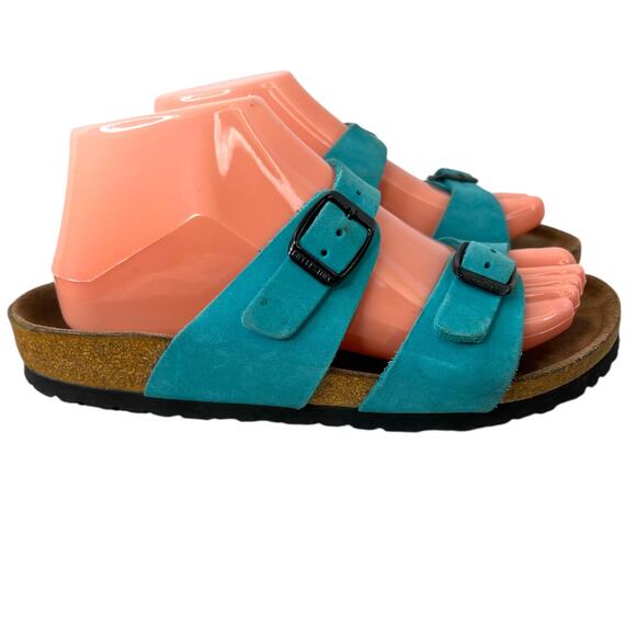 BIRKENSTOCK Arizona Turquoise Suede Leather Sandals Women’s Size EU 38 US 7–7.5 - Picture 2 of 11